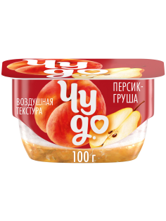 Творожок Чудо двухслойный Персик, груша 4.2%, 100г