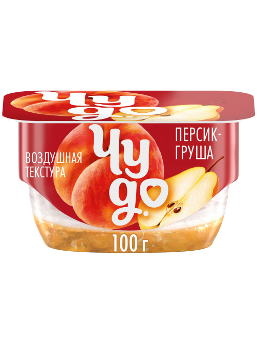 Творожок Чудо двухслойный Персик, груша 4.2%, 100г