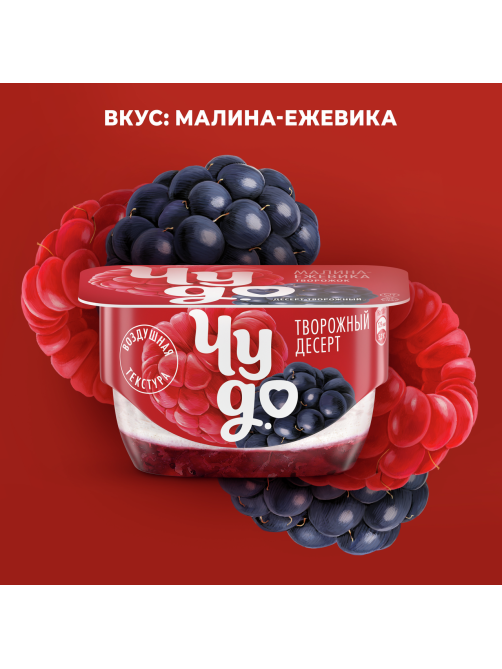 Творожок Чудо двухслойный с малиной ежевикой 4.2%, 100г