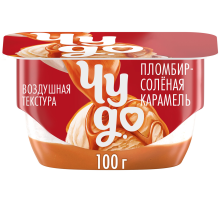 Десерт творожный Чудо двухслойный пломбир с соусом соленая карамель 4.2%, 100г