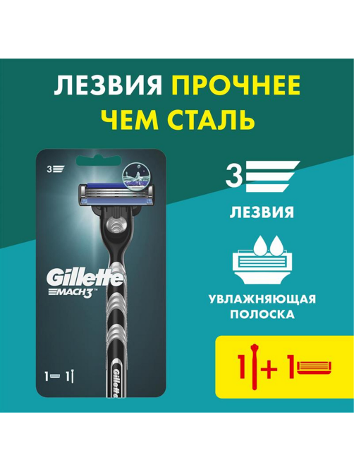 Бритва Gillette Mach3 станок + 1 кассета