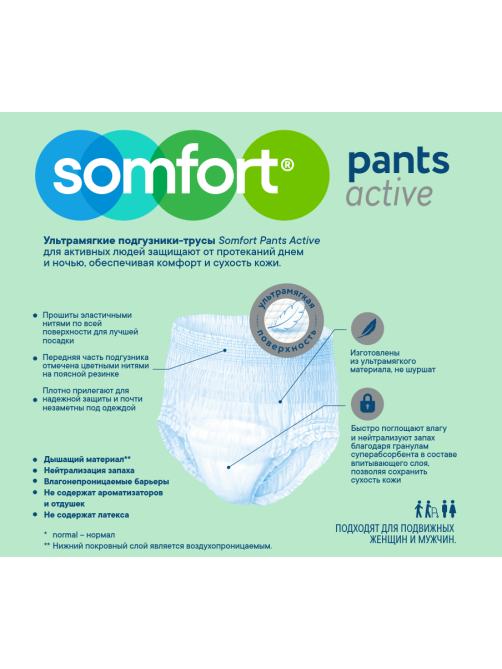 Подгузники-трусы для взрослых Somfort Normal L, 10шт