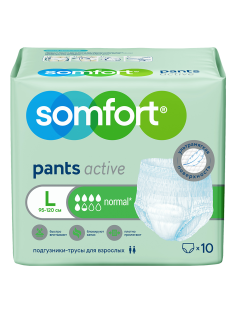 Подгузники-трусы для взрослых Somfort Normal L, 10шт