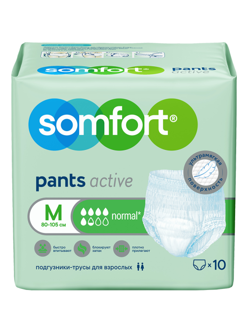 Подгузники-трусы для взрослых Somfort Normal M, 10шт