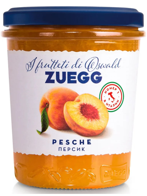 Джем Zuegg Персик конфитюр экстра, 320г