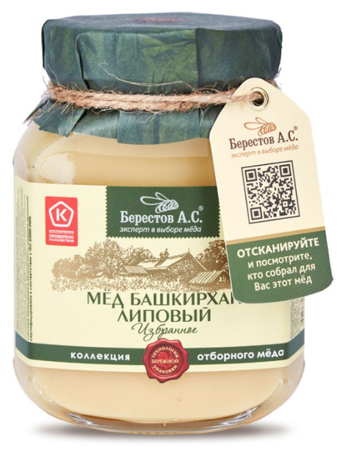 Мед Берестов А.С. натуральный Башкирхан Липовый, 500г