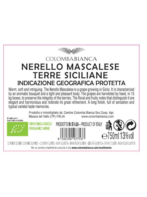 Вино Colomba Bianca Nerello Mascalese красное полусухое, 0.75л