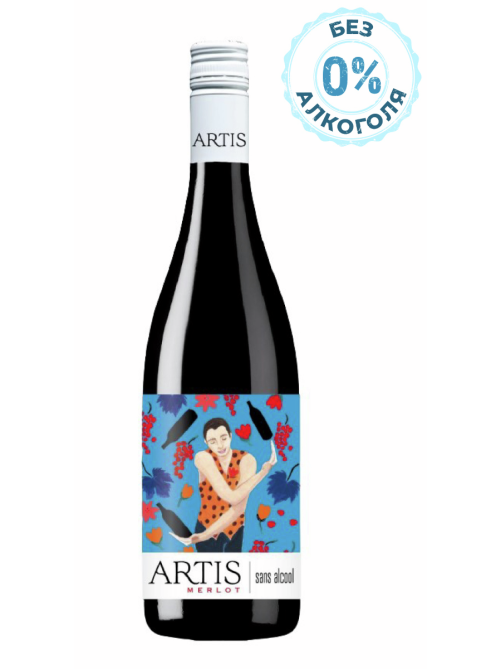 Вино безалкогольное Artis Merlot красное полусладкое, 0.75л