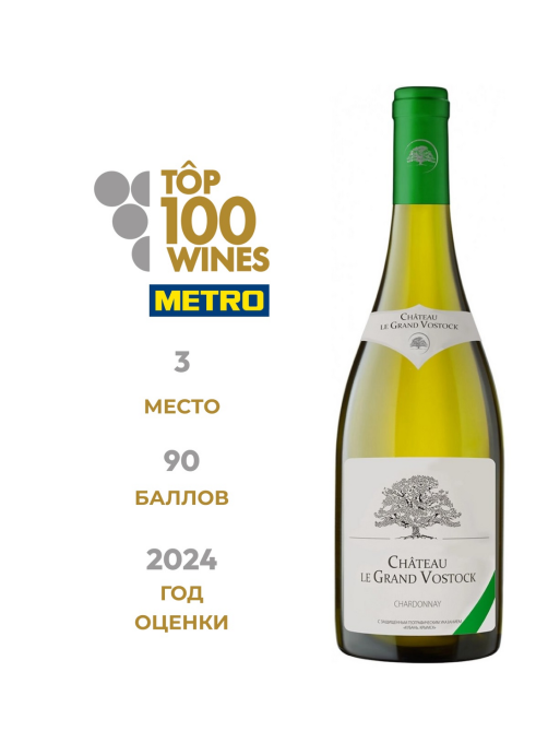 Вино Chateau Le Grand Vostok Chardonnay белое сухое, 0.75л