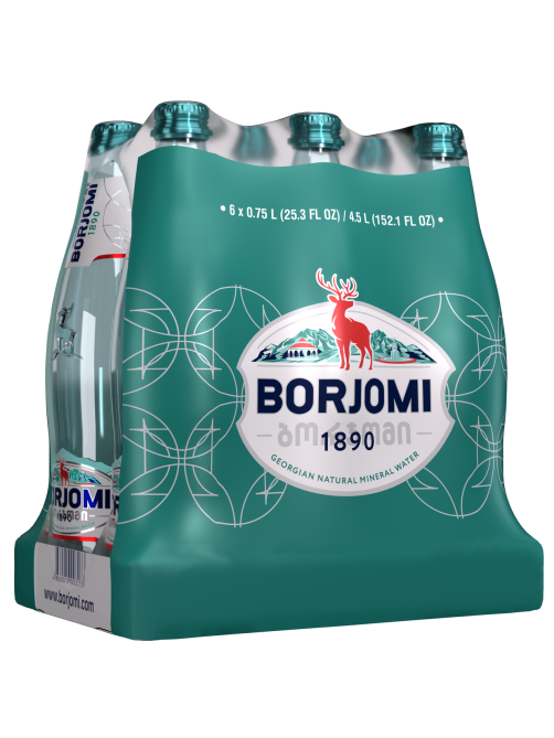 Вода Borjomi минеральная природная лечебно-столовая газированная стекло, 750мл