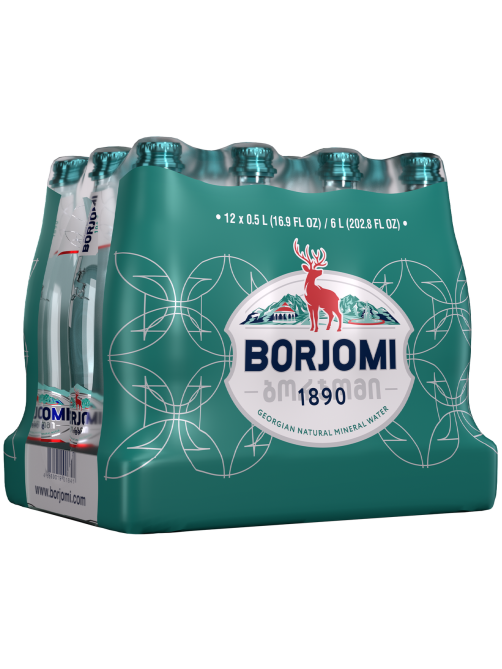 Вода Borjomi минеральная природная лечебно-столовая газированная стекло, 500мл