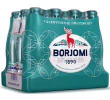 Вода Borjomi минеральная природная лечебно-столовая газированная стекло, 330мл x 12 шт