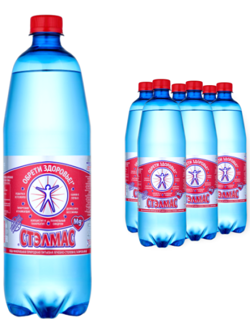 Вода Stelmas Mg минеральная лечебно-столовая газированная, 1л x 6 шт