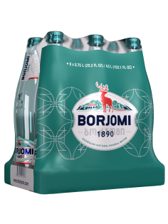 Вода Borjomi минеральная природная лечебно-столовая газированная стекло, 750мл x 6 шт