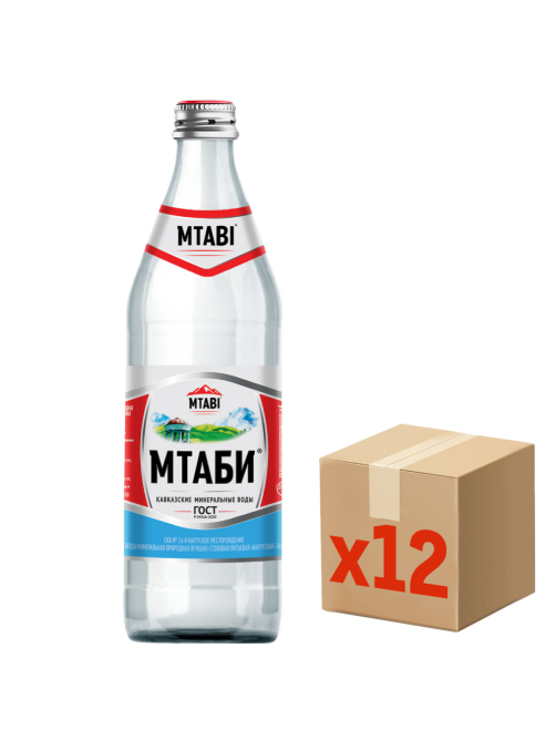 Вода Мтаби минеральная лечебно-столовая газированная стекло, 450мл x 12 шт