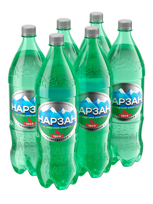 Вода Нарзан минеральная лечебно-столовая газированная, 1.5л