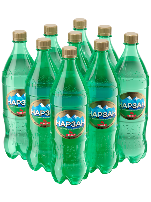 Вода Нарзан минеральная лечебно-столовая природной газации газированная, 1л x 9 шт