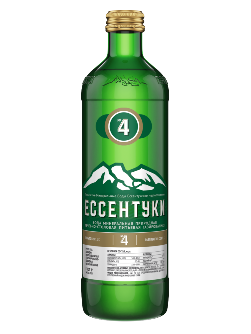 Вода Ессентуки №4 минеральная природная лечебно-столовая газированная стекло, 450мл x 20 шт