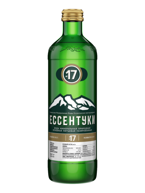 Вода Ессентуки №17 минеральная природная лечебно-столовая газированная стекло, 450мл