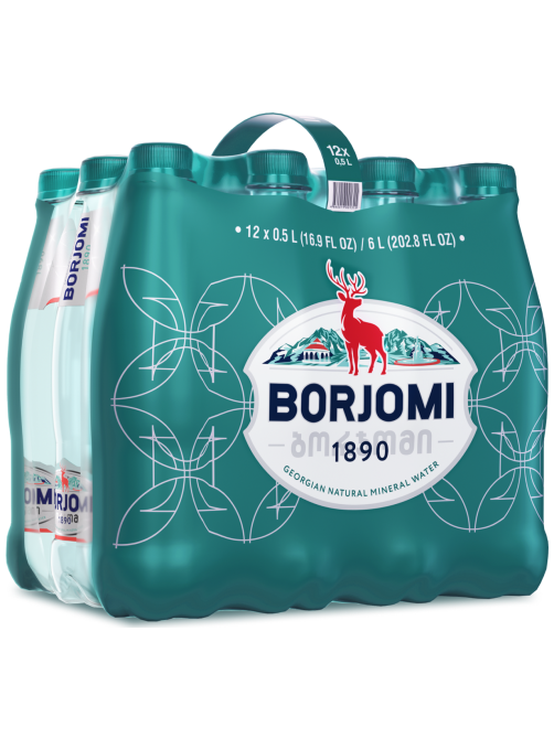 Вода Borjomi минеральная природная лечебно-столовая газированная, 500мл x 12 шт