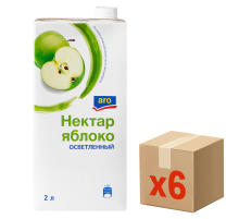 aro Нектар яблочный осветленный, 2л x 6 шт