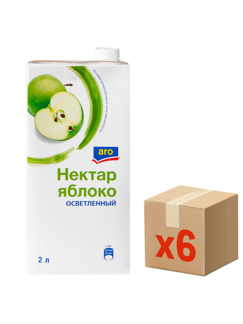 aro Нектар яблочный осветленный, 2л x 6 шт