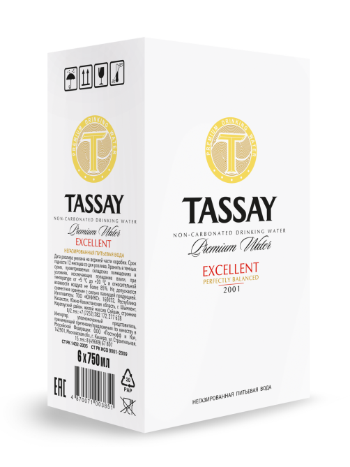 Вода Tassay Excellent негазированная стекло, 750мл x 6 шт
