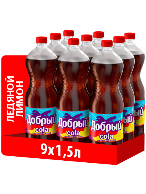 Напиток Добрый Cola Ледяной лимон газированный, 1.5л x 9 шт