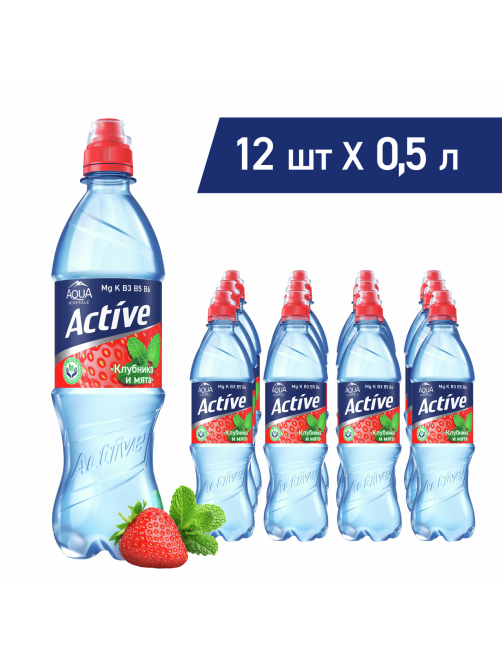 Вода Aqua Minerale Fresh Active с клубникой и мятой негазированная, 500мл x 12 шт
