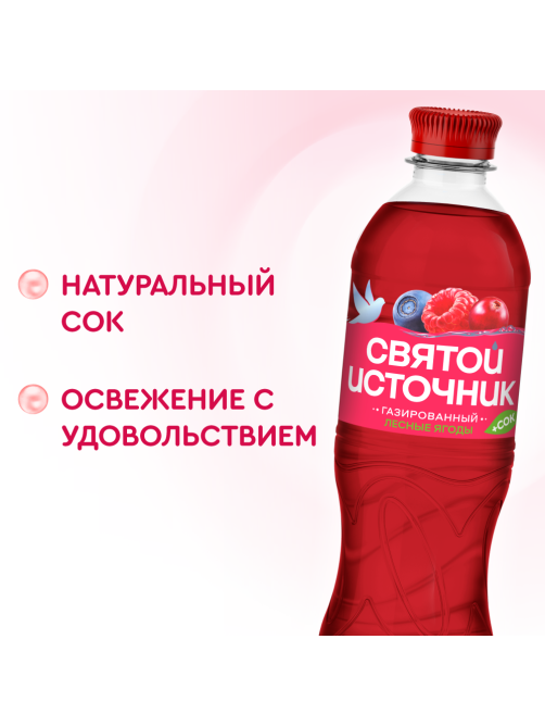 Вода сокосодержащая Святой Источник со вкусом лесных ягод и витаминами газированная, 500мл