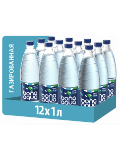 Вода BonaAqua питьевая газированная, 1л x 12 шт