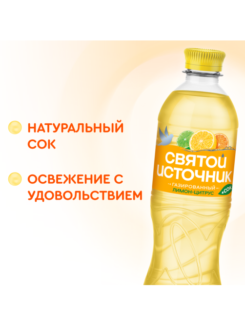 Вода сокосодержащая Святой Источник со вкусом цитрусов и витаминами газированная, 500мл