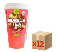 Напиток Aziano Bubble Tea клубника и банан негазированный, 450мл x 12 шт