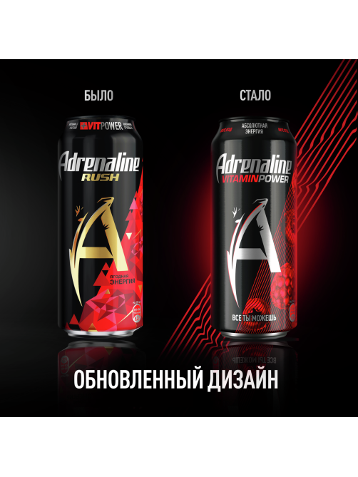 Энергетический напиток Adrenaline Rush Vitamin Power Ягодная энергия, 449мл