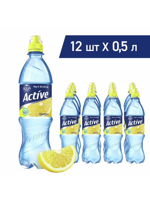 Вода Aqua Minerale Active питьевая цитрус негазированная, 500мл x 12 шт