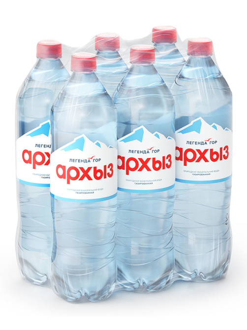 Вода Легенда гор Архыз питьевая газированная, 1.5л x 6 шт