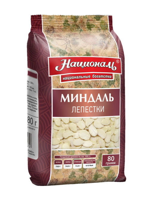 Миндаль Националь Кондитерский лепестки, 80г