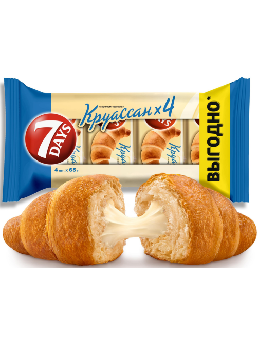 Круассан 7 Days с кремом со вкусом ваниль (4шт х 65г), 260г