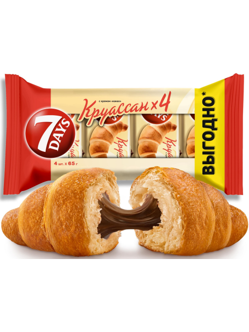 Круассан 7 Days с кремом какао (4шт х 65г), 260г