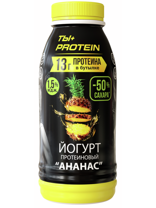 Йогурт питьевой Ростагроэкспорт протеиновый ананас 1.5%, 290г
