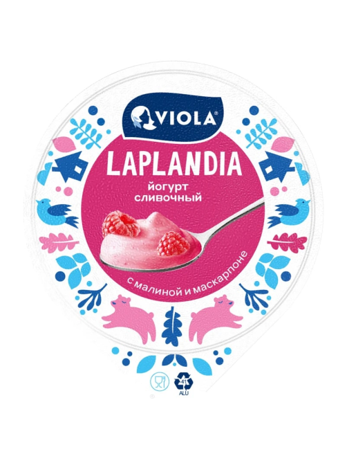 Йогурт Viola Laplandia Малина и сыр Маскарпоне сливочный 7.2%, 180г