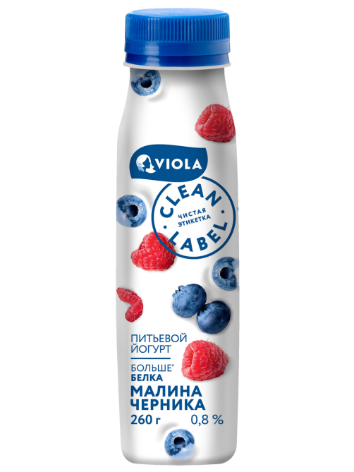Йогурт питьевой Viola с малиной и черникой 0.8%, 260г