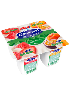 Йогуртный продукт Alpenland клубника, персик и маракуйя 0.3%, 95г