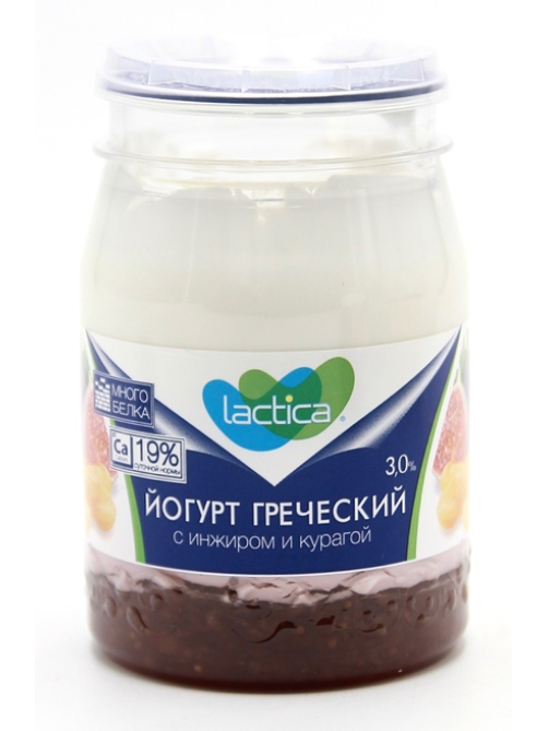 Йогурт Lactica Греческий с инжиром и курагой двухслойный 3%, 190г