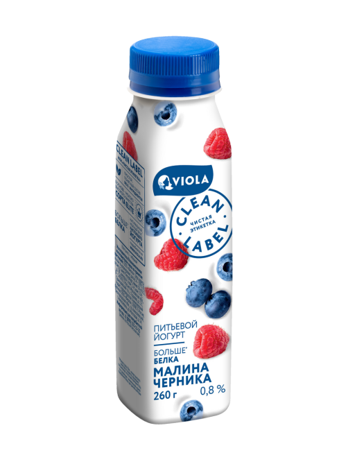 Йогурт питьевой Viola с малиной и черникой 0.8%, 260г