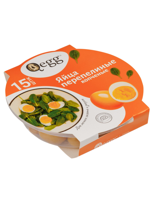 Яйцо перепелиное Qegg копченое, 15шт