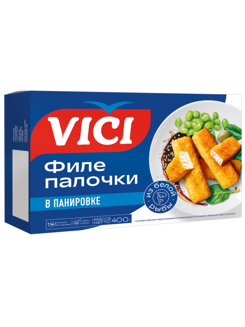 Рыбные палочки Vici из филе тресковых рыб в панировке замороженные, 400г