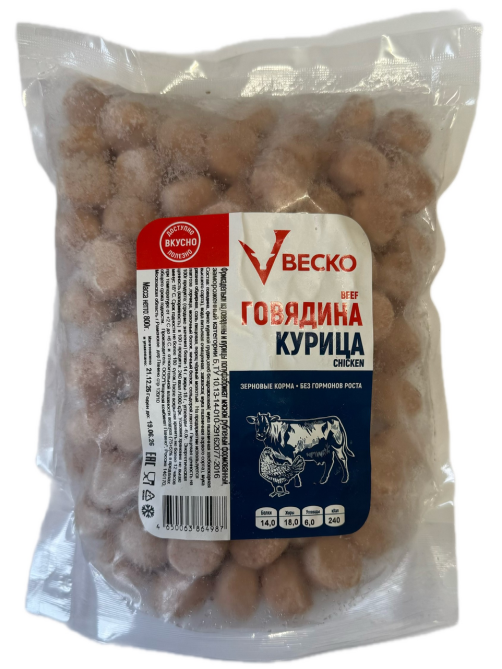 Фрикадельки Веско говядина и курица замороженные, 800г