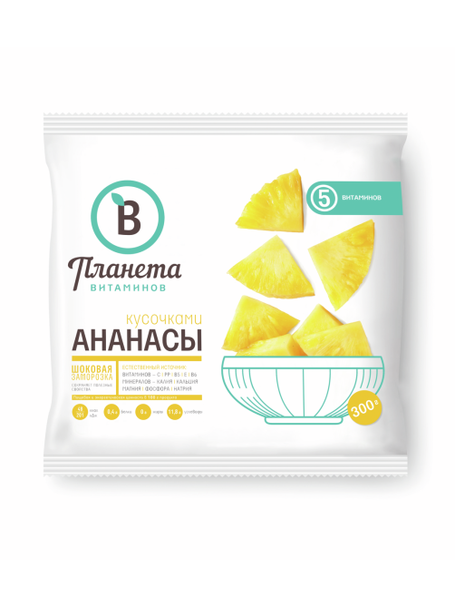 Ананасы кусочками Планета Витаминов замороженные, 300г