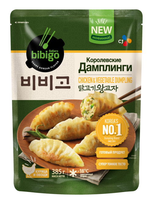 Дамплинги Bibigo курица и овощи замороженные, 385г